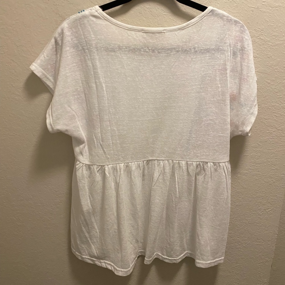 Savanna Jane Short Sleeve Floral Embroidered Babydoll Top With Lace Detailing - Picture 9 of 9